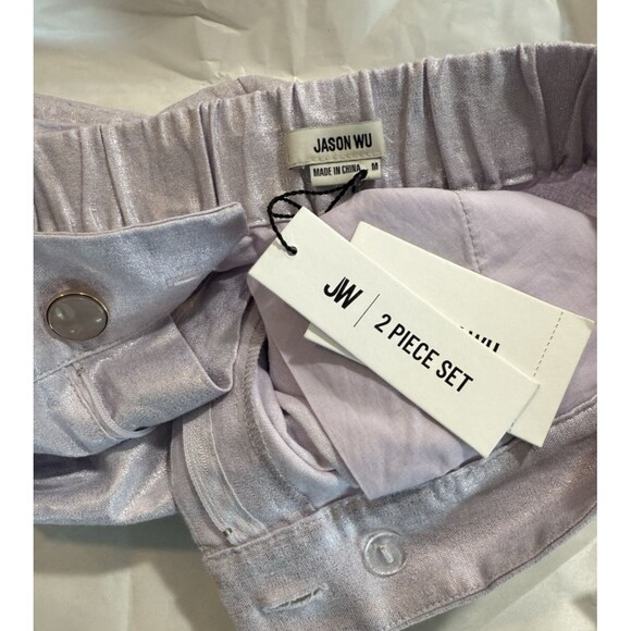 Jason Wu Lavender 2 Piece Wide Leg Pleated Pant Bow Crop Top NWT $425 Medium - Picture 12 of 14